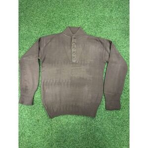 Vintage DSCP Garrison US Military Henley Sweater Mens XL Brown Acrylic Knit